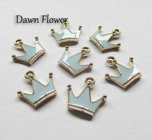 【D-0352】8pcs　王冠　17×16mm　ブルー　チャーム　ハンドメイドパーツ