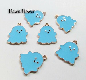 【D-0529】10pcs　おばけ　22×18mm　ライトブルー　チャーム　ハンドメイドパーツ