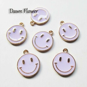 【D-0631】9pcs　スマイル　20×16mm　パープル　チャーム　ハンドメイドパーツ