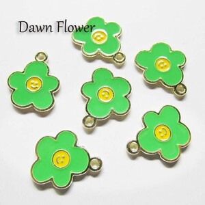 【D-0718】10pcs　花　18×14mm　グリーン　チャーム　ハンドメイドパーツ