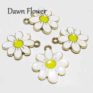 【D-1029】10pcs　花　24×20mm　ホワイト　チャーム　ハンドメイドパーツ