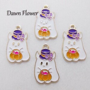 【D-0862】5pcs　ゆうれい　26×16mm　ホワイト　チャーム　ハンドメイドパーツ