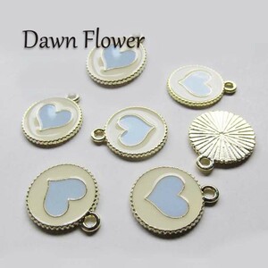 【D-1199】10pcs　ハート　18×15mm　ブルー　チャーム　ハンドメイドパーツ