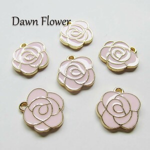 【D-1166】10pcs　バラ　15×14mm　ピンク　チャーム　ハンドメイドパーツ