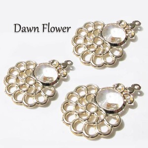 【D-1253】10pcs　お花　46×31mm　ゴールド　チャーム　ハンドメイドパーツ