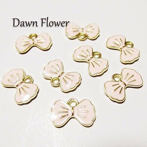 【D-1172】15pcs　リボン　15×10mm　ピンク　チャーム　ハンドメイドパーツ