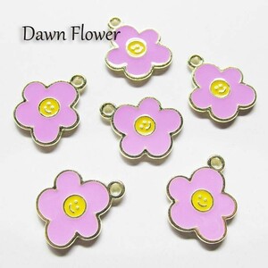 【D-0719】10pcs　花　18×14mm　パープル　チャーム　ハンドメイドパーツ