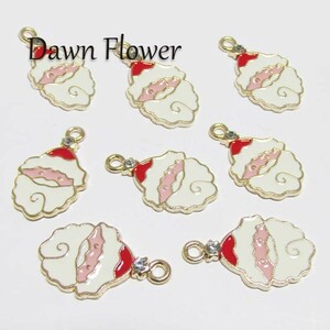 【D-1089】9pcs　サンタクロース　25×15mm　レッド　チャーム　ハンドメイドパーツ