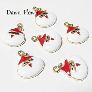 【D-0991】8pcs　サンタクロース　20×16mm　レッド　チャーム　ハンドメイドパーツ