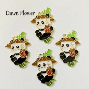 【D-1301】5pcs　パンダ　33×20mm　チャーム　ハンドメイドパーツ