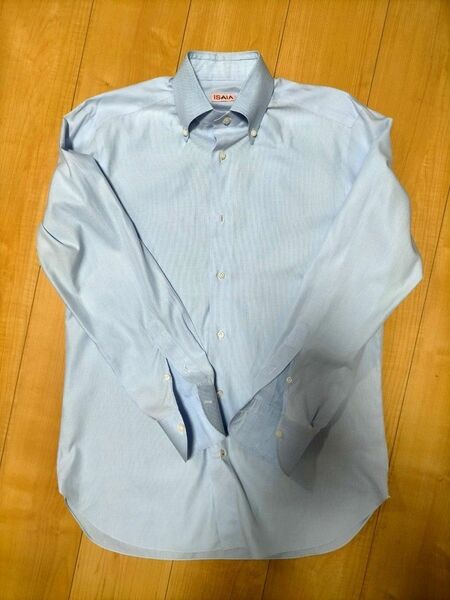週末限定値下げ【美品】ISAIAイザイア イタリア製ドレスシャツ ボタンダウン ブルー サイズ39