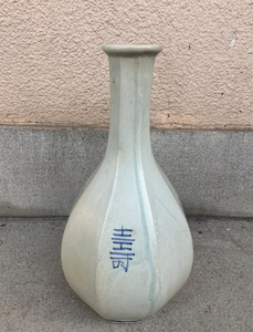朝鮮美術　李朝　面取　白磁　花瓶　置物　