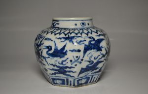 中国美術　染付　壺　花瓶　中国古玩　置物　　