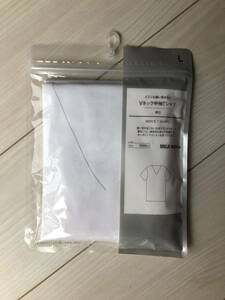 新品 未使用 未開封 無印良品 MUJI 紳士 メンズ インナー シームレス Vネック Tシャツ 白 ホワイト 綿100% コットン エアリズム ②