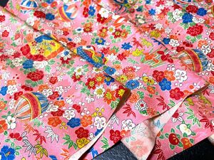 [ old cloth *..* peace material ].....* classic pattern . flower . small pattern . pretty 2 sheets set * handmade * ichimatsu doll * patchwork *.. skill *...* Showa Retro 