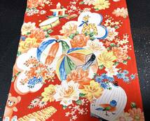 【古布＊縮緬＊和素材】正絹＊平絹＊昔玩具　鳥かご　2枚組　27ｘ224＊＊手作り＊市松人形＊パッチワーク＊縮緬細工＊雛節句＊昭和レトロ_画像2