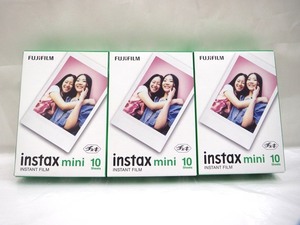 ◎K80846:FUJIFILM フジフイルム intax mini インスタントカメラ チェキ 用 フィルム 10枚入 3箱 有効期限 2024年06月 自宅保管品 未開封