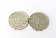 ☆K76958:100円銀貨 稲穂2枚 記念硬貨 古銭 アンティーク 中古_画像1