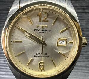 腕時計 TECHNOS SAPPHIRE Welschenrohr TGM656 STAINLESS STEEL WATER RESISTANT テクノス 122.95g メンズ 9D227WA