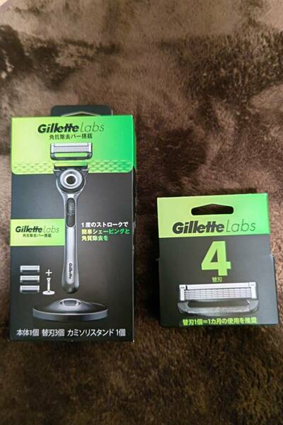 送料無料！Gillette Labs ジレットラボ 角質除去バー搭載 極薄5枚刃 本体+替刃7個入+カミソリスタンド 新品