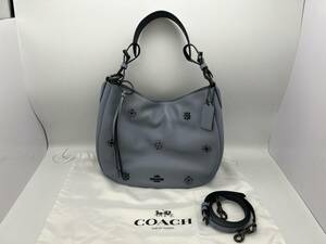 *8952 beautiful goods COACH Coach D1948-69507 2way handbag shoulder bag light blue sa ton horn bo- with s Cat's ta-do rivet 