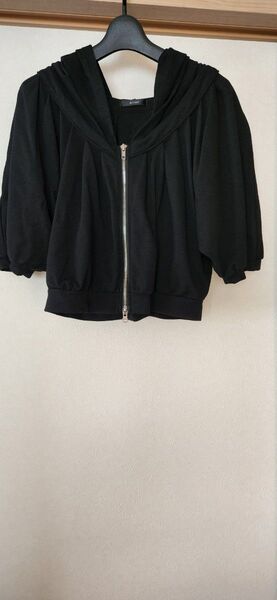 レディースパーカー半袖 黒