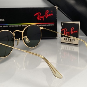 デッドストック品★B&L RAY-BANボシュロムレイバン RoundMetalラウンドメタル GOLD/G-15 ゴールド VINTAGE USA製サングラス 箱ケース付の画像9