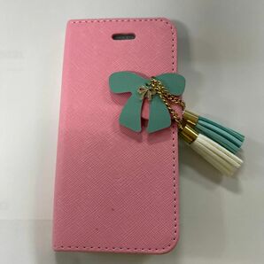 1個　ピンク　iPhone5/5S/SE 手帳タイプ タッセル付き 保護カバーケース