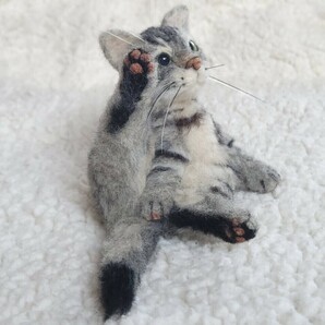 羊毛フェルト サバトラ猫 ネコ 子猫 ハンドメイド ぬいぐるみ 人形の画像7