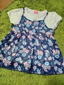 Disney☆ミニーちゃん&お花柄のキャミ付き*重ね着風*半袖トップス☆サイズ130
