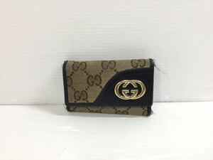 [K-2024]GUCCI キーケース GG★レザー/キャンバス ゴールド金具☆グッチ ユニセックス 売り切り♪