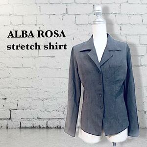 アルバローザ ALBAROSA ストレッチシャツ テーラードジャケット レディース トップス シンプル スタンダード　オフィス