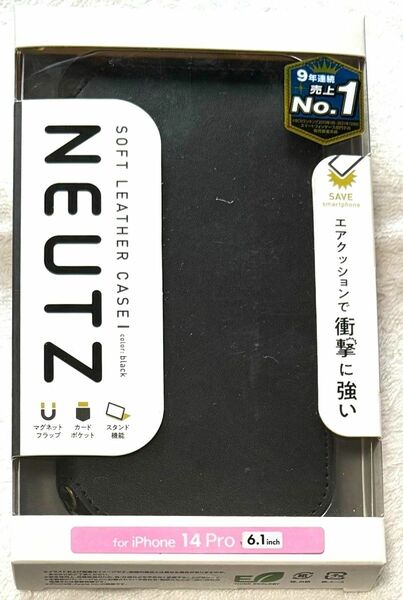 iPhone 14 Pro 用 ソフトレザーケース 磁石付 NEUTZ 手帳型 耐衝撃BK213