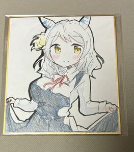 Art hand Auction ウマ娘 ヒシミラクル 色紙 直筆 手描き, コミック, アニメグッズ, 手描きイラスト