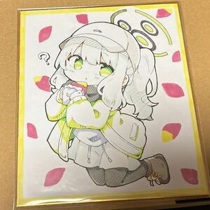 Art hand Auction ブルーアーカイブ ハレ 色紙 直筆 手描き ブルアカ, コミック, アニメグッズ, 手描きイラスト