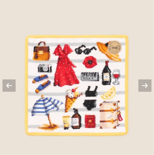ENA ENFANTFEILER/フェイラー 別注 BON VOYAGE IENA 25*25 ハンカチ イエロー