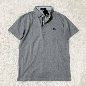  dead stock goods BURBERRY BLACK LABEL Burberry Black Label deer. . polo-shirt with short sleeves hose Logo one Point embroidery gray size 2