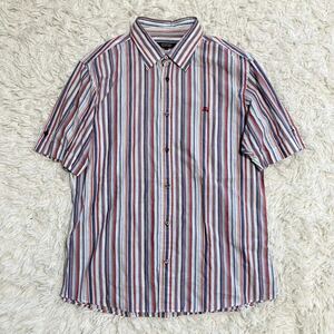  Burberry Black Label short sleeves shirt stripe hose Logo one Point embroidery red navy light blue size 3