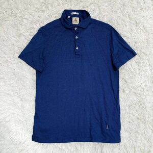 美品 GUY ROVER 鹿の子 半袖ポロシャツ イタリア製 コットン ブルー系 XL