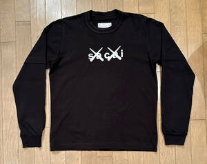 ■sacai × KAWS 極美品 21SS Flock Print L/S T-shirt BLACK-2 21-0287S サカイ カウズ