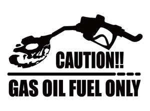 全20色 軽油限定車 カッティングステッカー CAUTION!! GAS OIL FUEL ONLY ドクロ マエワークスオリジナル ガスオイル燃料のみ注意 RC-01