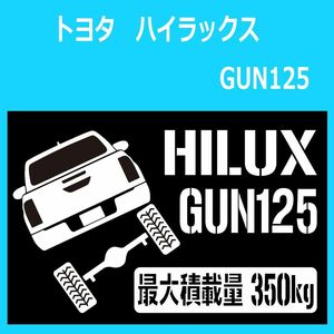 JM)TOYOTA_HILUX_ハイラックス_GUN125_リフトアップup_後面rear_350kg 最大積載量 ステッカー シール