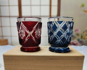 【送料無料】尚古集成館監修 薩摩ガラス工芸作 色被せガラス　切子杯