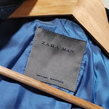 希少! L位! デニム調 ザラ ZARA テーラードジャケット アンコン ストレッチ パイピング 黒 青 メンズ 大きいサイズ 着心地◎ 春 夏 軽やか_画像6