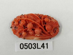 0503L41　本珊瑚　サンゴ　帯留　彫刻品　約11.0ｇ
