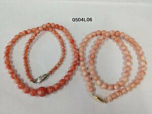 0504L06ps.@.. coral necklace two point set approximately 49.1g