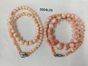 0504L05ps.@.. coral necklace two point set approximately 70.5g