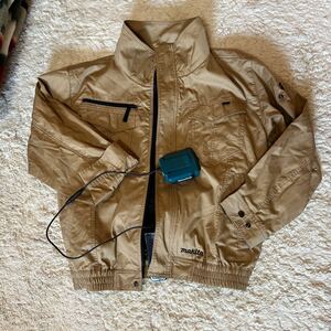 used unused beautiful goods / box less ./makita rechargeable fan jacket tea color Makita fan jacket FJ500DZ L air conditioning clothes nylon size L
