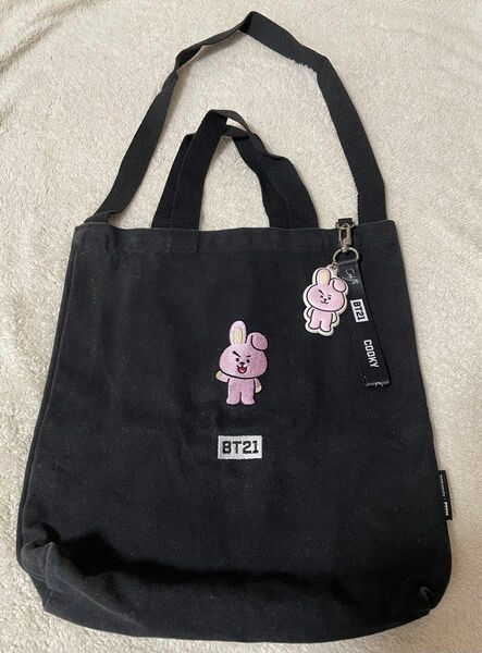 BT21COOKY韓国購入品ショルダーバック、トートバッグ、トラベルストラップ、2点セットmonopoly