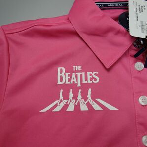 未使用タグ付き ADMIRAL アドミラル THE BEATLES ビートルズ ロゴプリント半袖ポロシャツ M ピンク レディースの画像6